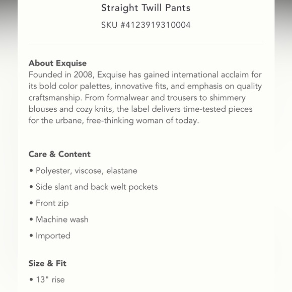 NWT anthropologie straight twill pants s - Picture 2 of 8